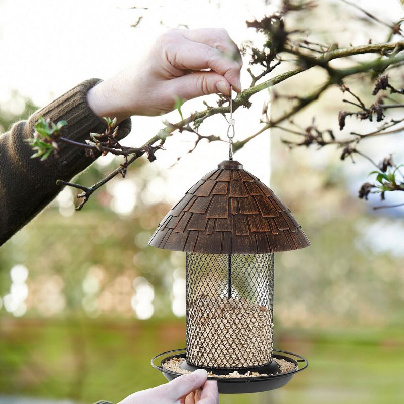 Tangkula Large Metal Wild Bird Feeder for Outdoor Hanging w/ Perch Resin Squirrel Proof, 2 of 11