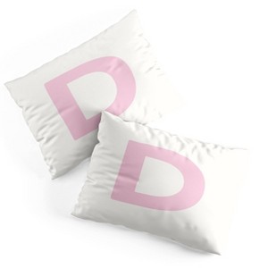 Deny Designs Standard April Lane Art Block Pink Monogram D Microfiber Printed Pillow Sham - 1 of 3