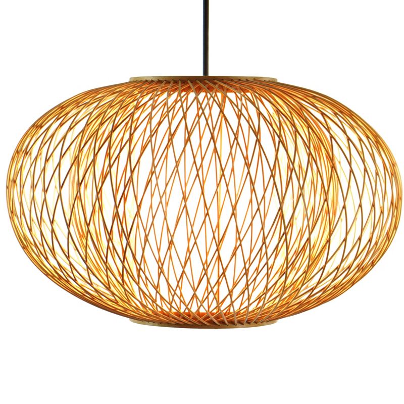 Vintiquewise Handmade Modern Round Bamboo Wicker Rattan Lamp Hanging Light Shade, Small, 5 of 8