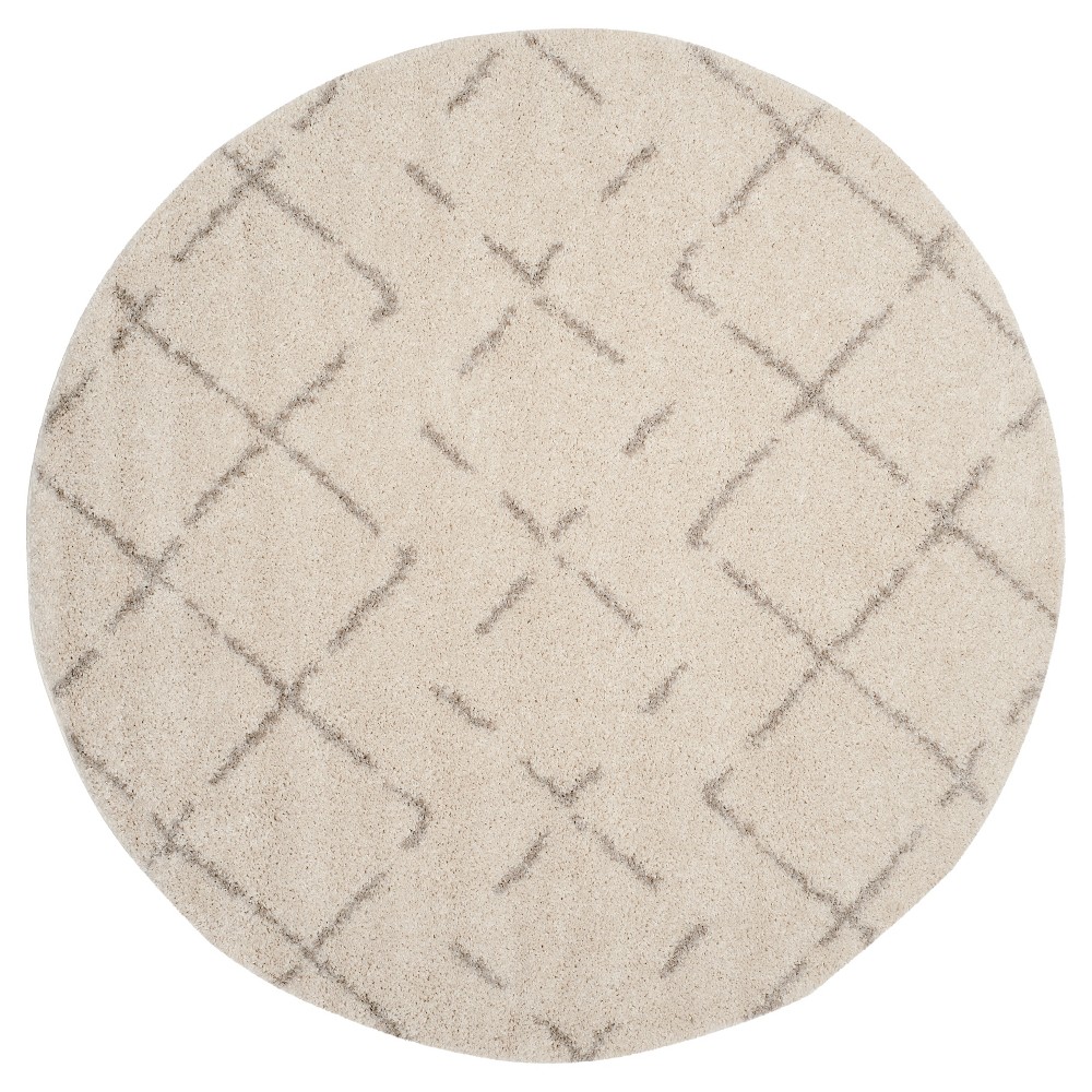 6'7inx6'7in Round Talia Crosshatch Area Rug Ivory/Beige Round - Safavieh