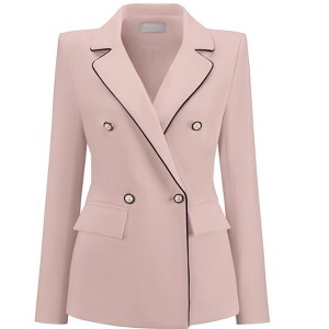 INSPIRE CHIC Women's Notch Lapel Long Sleeve Double Breasted Work Blazer - 1 of 4