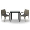 vidaXL 3 Piece Patio Dining Set with Cushions Black and Gray Poly Rattan - 2 of 4