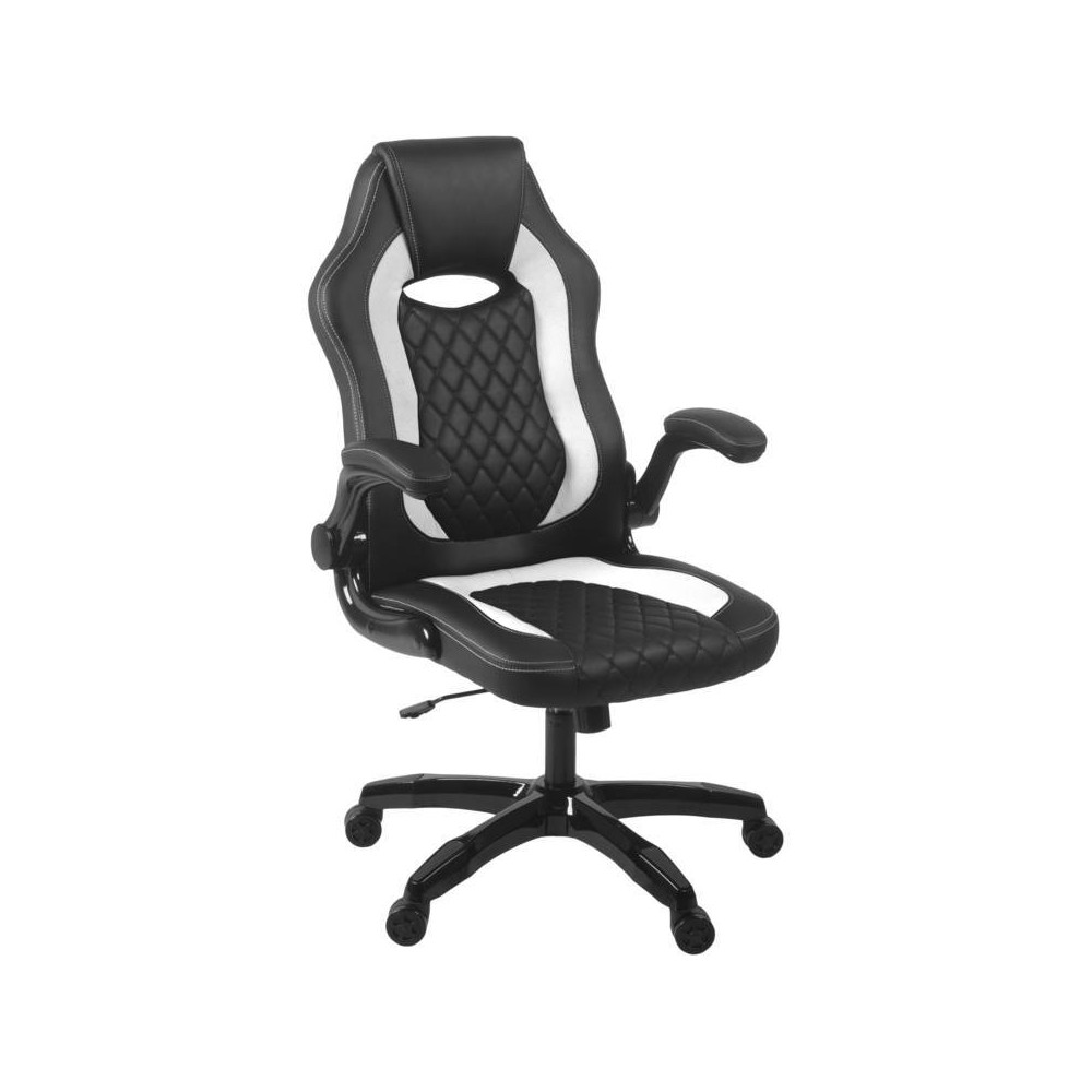 Archeus Ergonomic Gaming Chair Black/White - AON: Swivel, Adjustable Arms, Vinyl Upholstery, 300 lbs Capacity