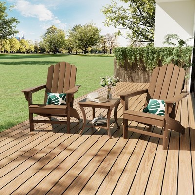 HDPE Adirondack Chair, Wood Texture Patio Furniture, Outdoor Lawn Chair for Garden Backyard Deck Poolside