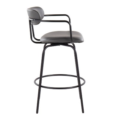 Demi 26" Gray Faux Leather Swivel Counter Stools, Set of 2