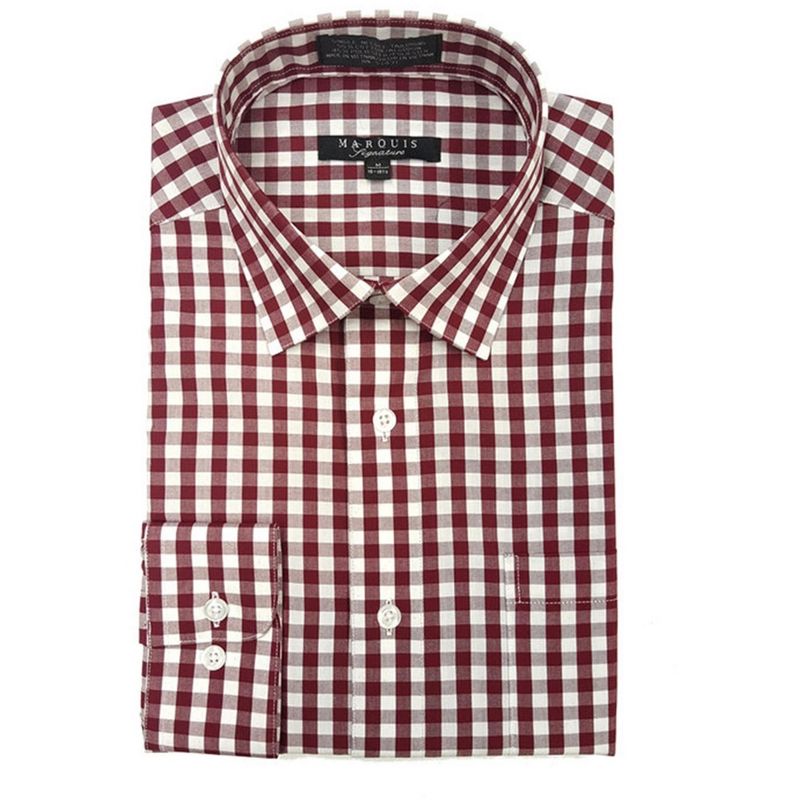 Marquis Men's Gingham Checkered Long Sleeve Modern Fit Shirt, Size - S To 3XL, 1 of 2