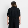 Women's Short Sleeve Embroidered Tie-Front Blouse - Future Collective - 2 of 3