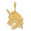 Black Bow Jewelry 14k Yellow Gold Large Satin Unicorn Head Pendant - 3 of 4