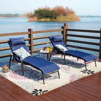 3pc Outdoor Metal Chaise Lounge Set - Patio Festival
