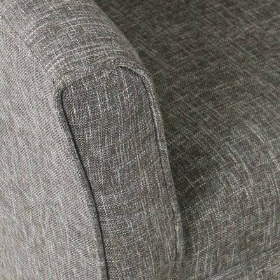 Gray Faux Leather Barrel Accent Chair with Wood Legs