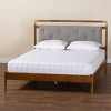 Baxton Studio Queen Size Edwina Boucle Fabric and Wood Platform Bed Light Gray/Walnut Brown - 3 of 4