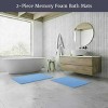 Bathroom Rug Set-2-Piece Memory Foam Bath Mats-Striped Microfiber Top-Non-Slip Absorbent Runner for Bathroom or Kitchen by Hastings Home (Blue) - 2 of 4
