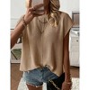Womens Summer Cap Sleeve Tops Trendy Casual Crew Neck Knit Lightweight Sweater Pullover Top - 4 of 4