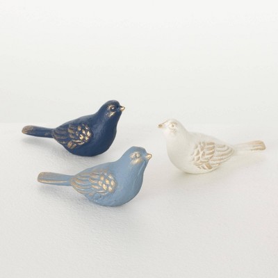 Sullivans 2.25" Color-Washed Bird Figurines Set of 3, Multicolor
