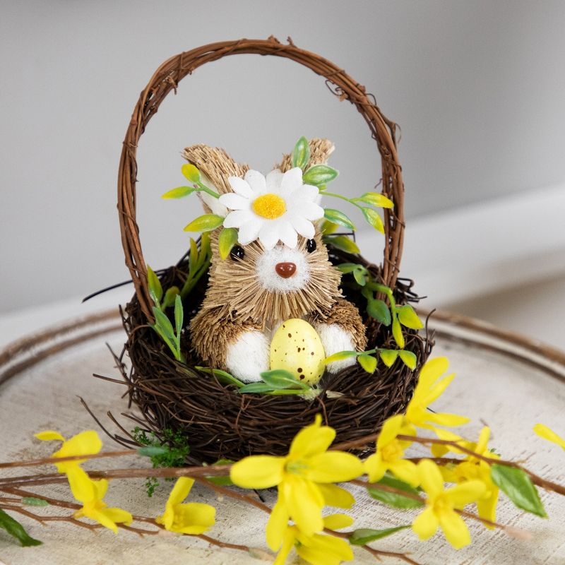 Northlight Rabbit with Twig Basket Easter Decoration - 7", 2 of 7