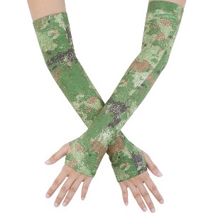 INSPIRE CHIC Women's Sun Protection Cooling Arm Stretch Sleeves Gloves with Thumb Hole 1Pair - 1 of 4