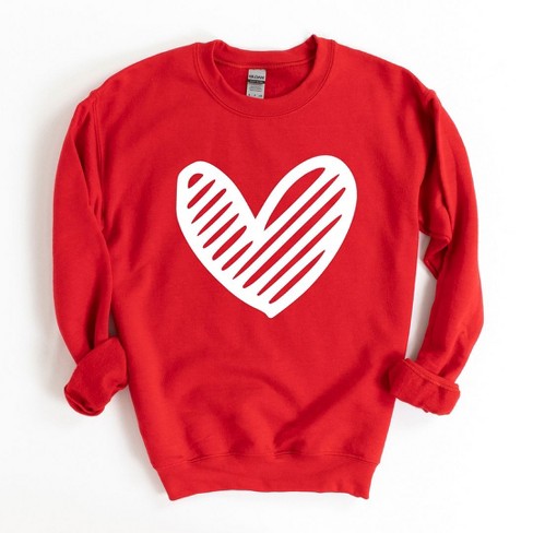 Simply Sage Market Women s Graphic Sweatshirt Heart Scribble L Red Target