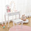 Kids Makeup Vanity Desk, Girls' Vanity Set with Light and Mirror, Makeup Table and Stool for Kids, Wood Dressing Table with Playset for 4-9 - 4 of 4