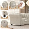 6 Seater 3pcs Linen Chesterfield Couches, Armchair Loveseat Sofa Set Tufted Couch for Living Room -Morden Fort - 3 of 4