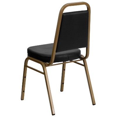 Black Vinyl and Gold Frame Stacking Banquet Chair