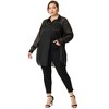 Agnes Orinda Women's Plus Size Long Sleeve Black Sheer Button Down Shirts - 2 of 4