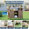 Outdoor Grill Cart with Storage Cabinet, Farmhouse Solid Wood Kitchen Island on Wheels, Outdoor Grill Table with Stainless Steel Table Top - 2 of 4