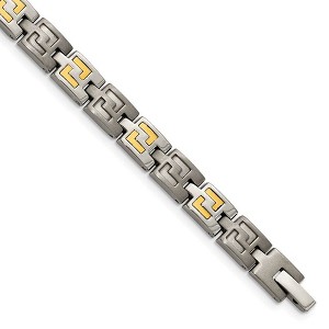 Black Bow Jewelry 8mm 14k Gold Inlay and Titanium Link Bracelet - 8.5 Inch - 1 of 4