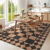 Checkerboard Rugs Easy Cleaning Easy Jute Floor Mats, Modern Geometric Indoor Outdoor Carpet, Non-Slip Foldable Accent Rug - 4 of 4