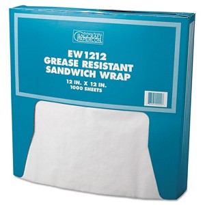 Bagcraft Grease-Resistant Paper Wraps and Liners, 12 x 12, White, 1,000/Box, 5 Boxes/Carton - 1 of 4