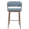 Barstool – 38.6" H Azure Gray Fabric Seat with Walnut Faux Wood Steel Frame by Zuo Modern - 3 of 4