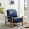 LeisureMod Jefferson Accent Arm Chair Upholstered in Faux Leather with Gold Stainless Steel Frame - 2 of 4