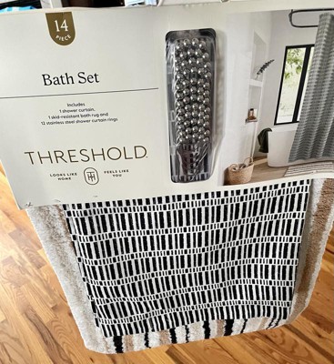 Bathroom set: Shower curtain, hooks and rug - Furniture - Chaska