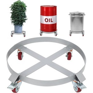 55 Gallon Drum Dolly Steel Barrel Dolly Cart 1000lbs with 4 Swivel Casters Wheel - 1 of 4