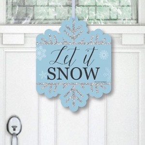Big Dot of Happiness Winter Wonderland - Hanging Porch Snowflake Holiday Party & Winter Wedding Outdoor Decorations - Front Door Decor - 1 Piece Sign - 1 of 4