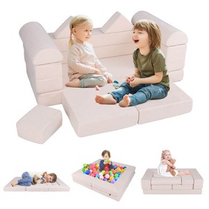 Infans Kids Modular Play Couch Play Set w/ Suede Fabric Cover High-Density Foam - 1 of 4