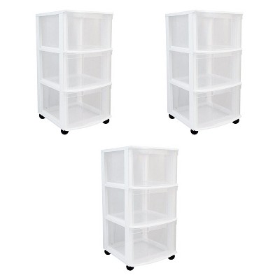 Gracious Living Clear Mini 3 Drawer Desk and Office Organizer with White Finish