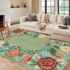 Washable Modern Floral Print Summer Spring Area Rugs, Soft Non Slip Botanical Floor Carpet for Home Office - 2 of 4
