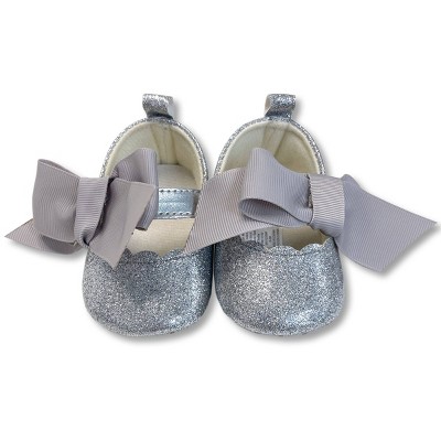Baby Girls' Bow Crib Shoes - Cat & Jack™ Silver 3-6M