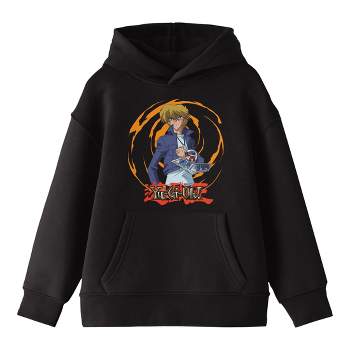 Yu-Gi-Oh! Joey Character With Spiral Background and Logo Youth Black Graphic Hoodie