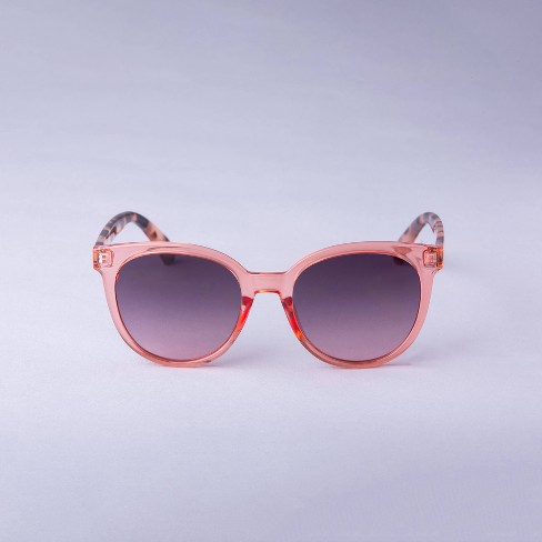 Women s Two toned Tortoise Shell Preppy Round Sunglasses A New Day Pink Target