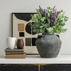 LuxenHome Antiqued Blue & Brown Terracotta Vase with Handles, 11" Round Farmhouse Vintage Pottery - 4 of 4