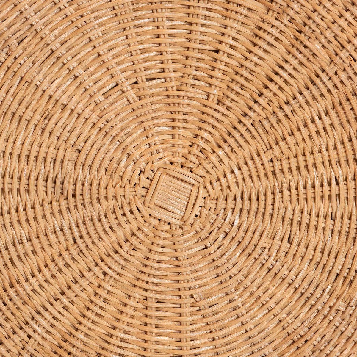 bali & pari Palm Scallop Natural Rattan 26" Round Ottoman with Cushion Light Honey - thumbnail 4