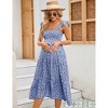 Coolmee Womens Maternity Dress Summer Sleeveless Smocked Square Neck Ruffle Casual Boho Midi Dress Baby Shower Photoshoot - 4 of 4