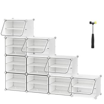 SONGMICS Shoe Rack Organizer with Doors,Steel Frame, Ideal for Bedroom and Entryway