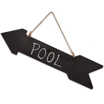 Hanging Chalkboard Directional Arrow Sign for Party and Decoration, 15.5 x 4 inches
