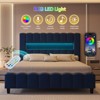 Bed Frame with LED Lights, Upholstered Platform Bed Frame with 51.2" Storage Headboard - 4 of 4