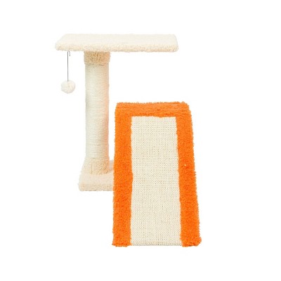 Armarkat 2-Level Platform Real Wood Cat Scratcher with Sisal Carpet Ramp