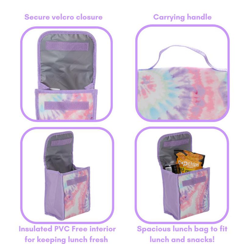 CLUB LIBBY LU Sequin Tie Dye Backpack Set for Girls, 16 inch, 6 Pieces - Includes Foldable Lunch Bag, Water Bottle, Scrunchie, & Pencil Case, 5 of 10