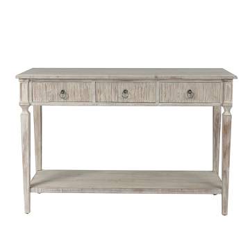 LuxenHome Whitewashed Wood 3-Drawer 1-Shelf Console and Entry Table Gray