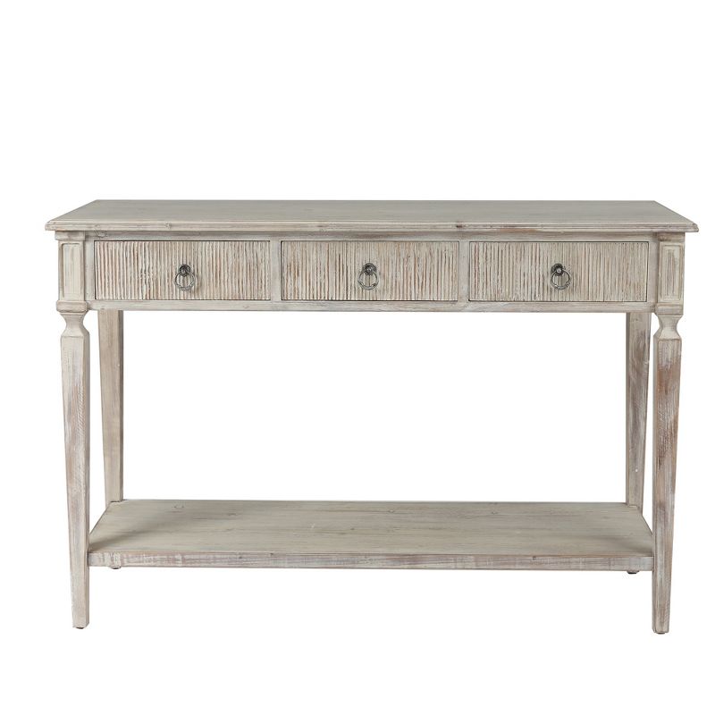 LuxenHome Whitewashed Wood 3-Drawer 1-Shelf Console and Entry Table Gray, 1 of 14
